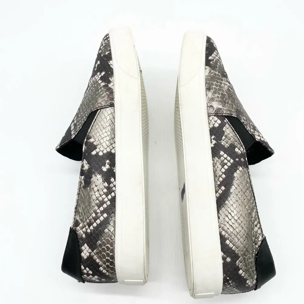 Cole Haan Grand Series Womens 10‎ Snakeskin Print Sneaker Black Gray Slip On